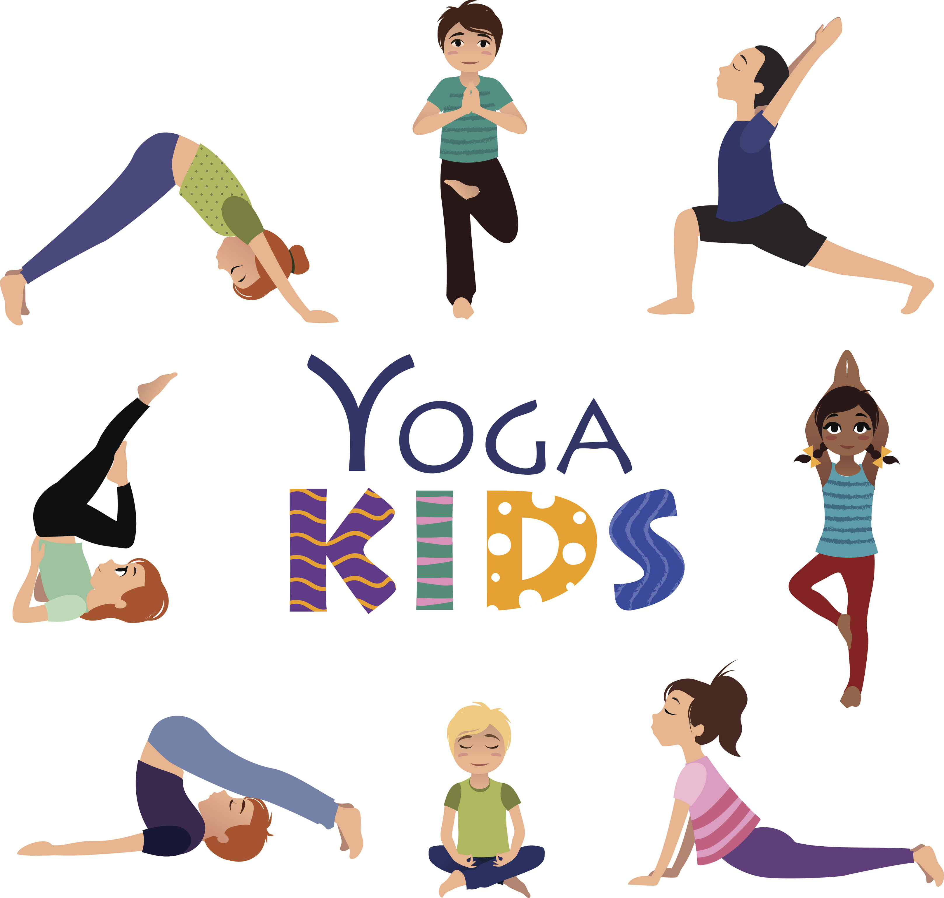 Yoga For Kids. Asanas Poses Set. | The Green